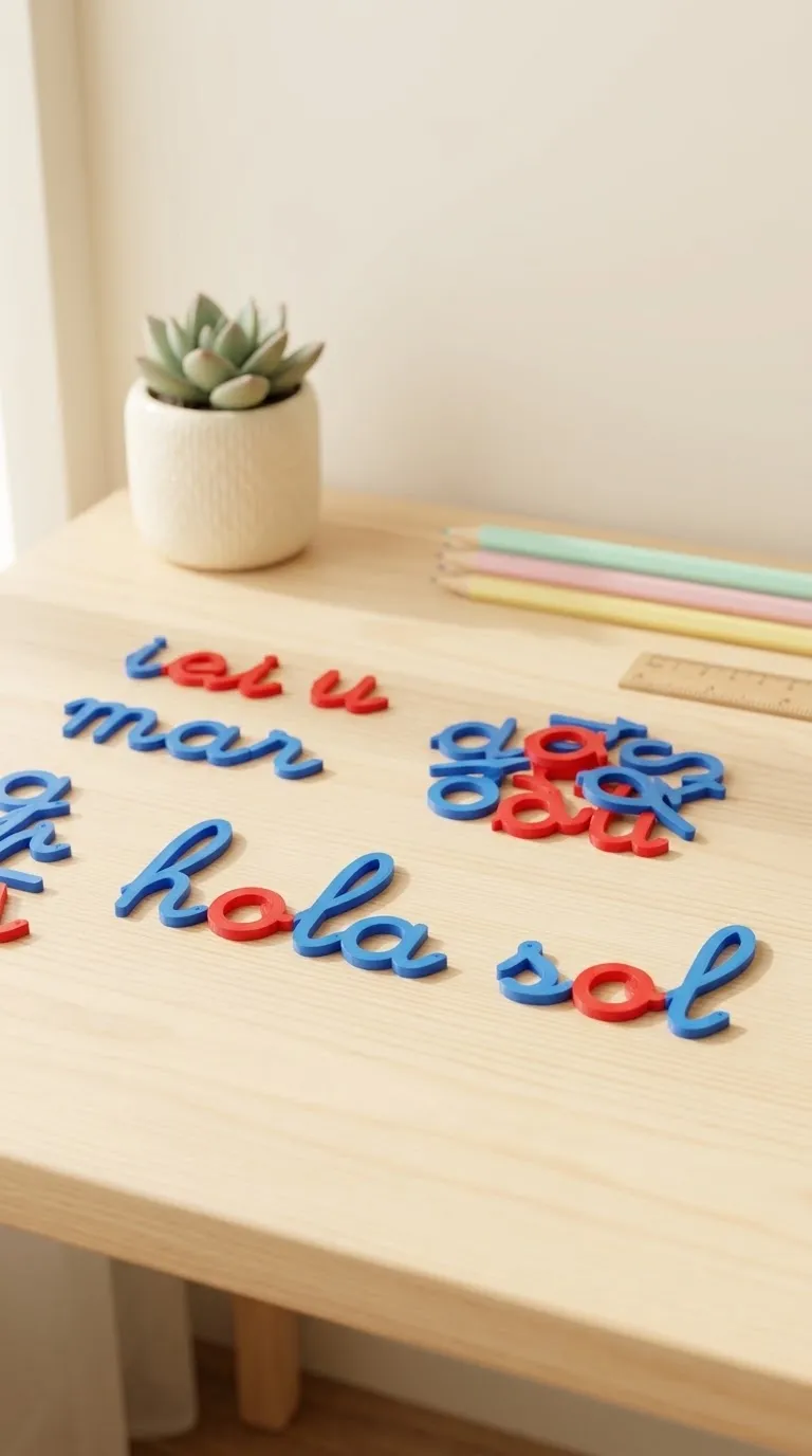 Detalle de letra cursiva 3D con placa trasera blanca